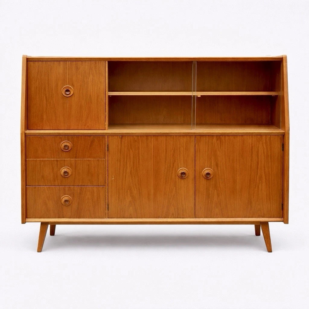 Priory Furniture Oak & Walnut Display Cabinet – photograph 8