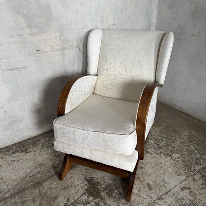 Antique Art Deco Oak Rounded Rocking Armchair – photo 2