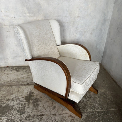 Antique Art Deco Oak Rounded Rocking Armchair – photo 3