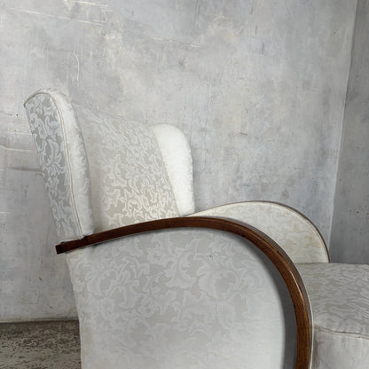 Antique Art Deco Oak Rounded Rocking Armchair – photo 4