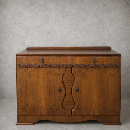Art Deco Walnut Sideboard & Drinks Cabinet – photograph 1