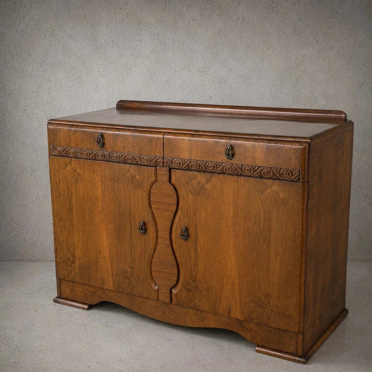 Art Deco Walnut Sideboard & Drinks Cabinet – photograph 2