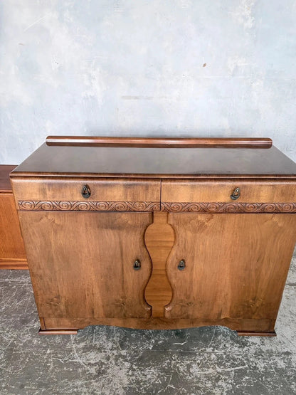 Art Deco Walnut Sideboard & Drinks Cabinet – photograph 6
