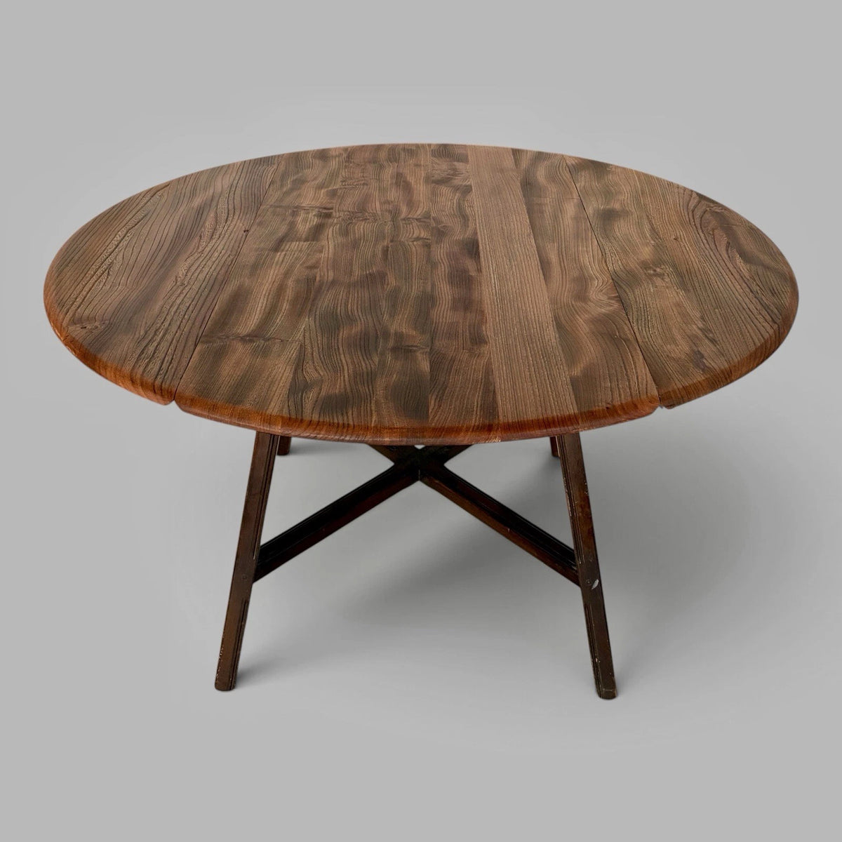 1950s Ercol Elm & Beech Oval Drop-Leaf Dining Table – photograph 1