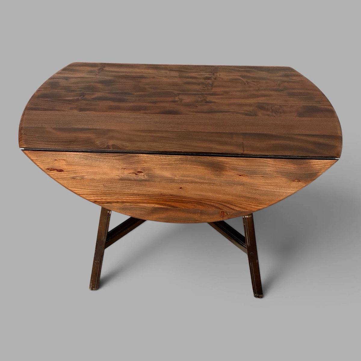 1950s Ercol Elm & Beech Oval Drop-Leaf Dining Table – photograph 9