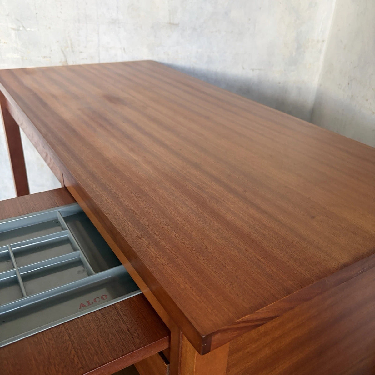 Mid Century Teak & Chrome Compact Writing Desk – photo 6