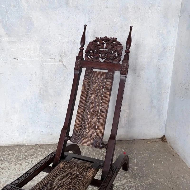 Antique Burmese Carved Hardwood Throne Chairs – Pair – photograph 4