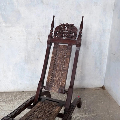 Antique Burmese Carved Hardwood Throne Chairs – Pair – photograph 4