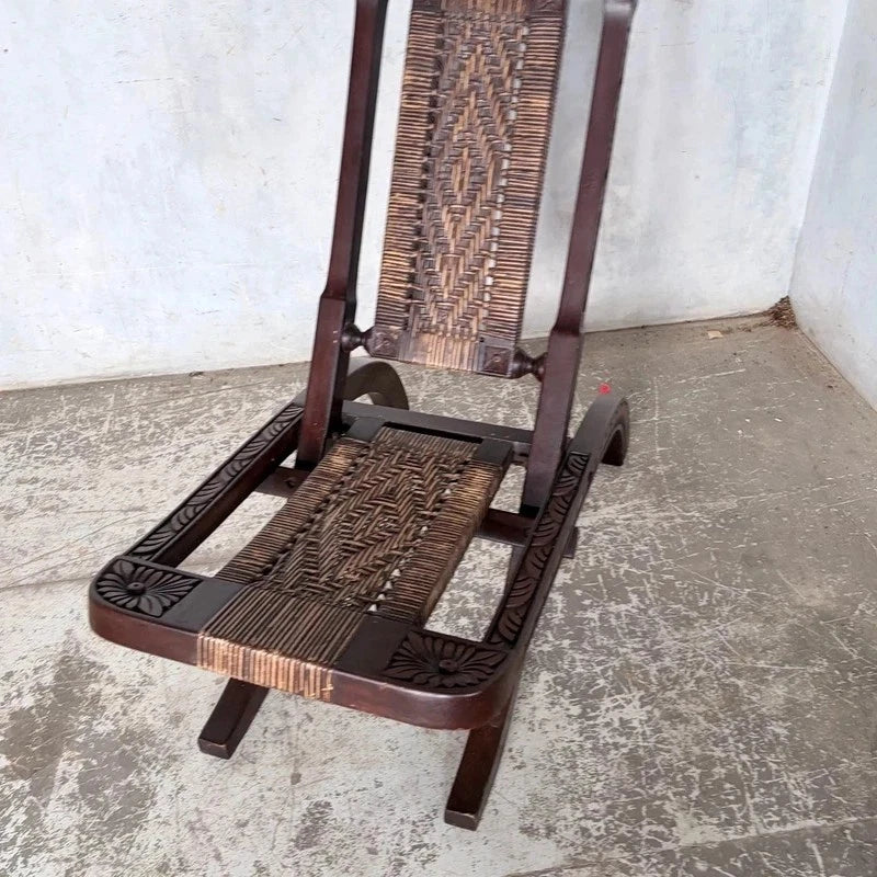 Antique Burmese Carved Hardwood Throne Chairs – Pair – photograph 5