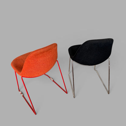 Mid Century Stackable Egg Dining Chairs in Black & Orange – Set of Four – view 8