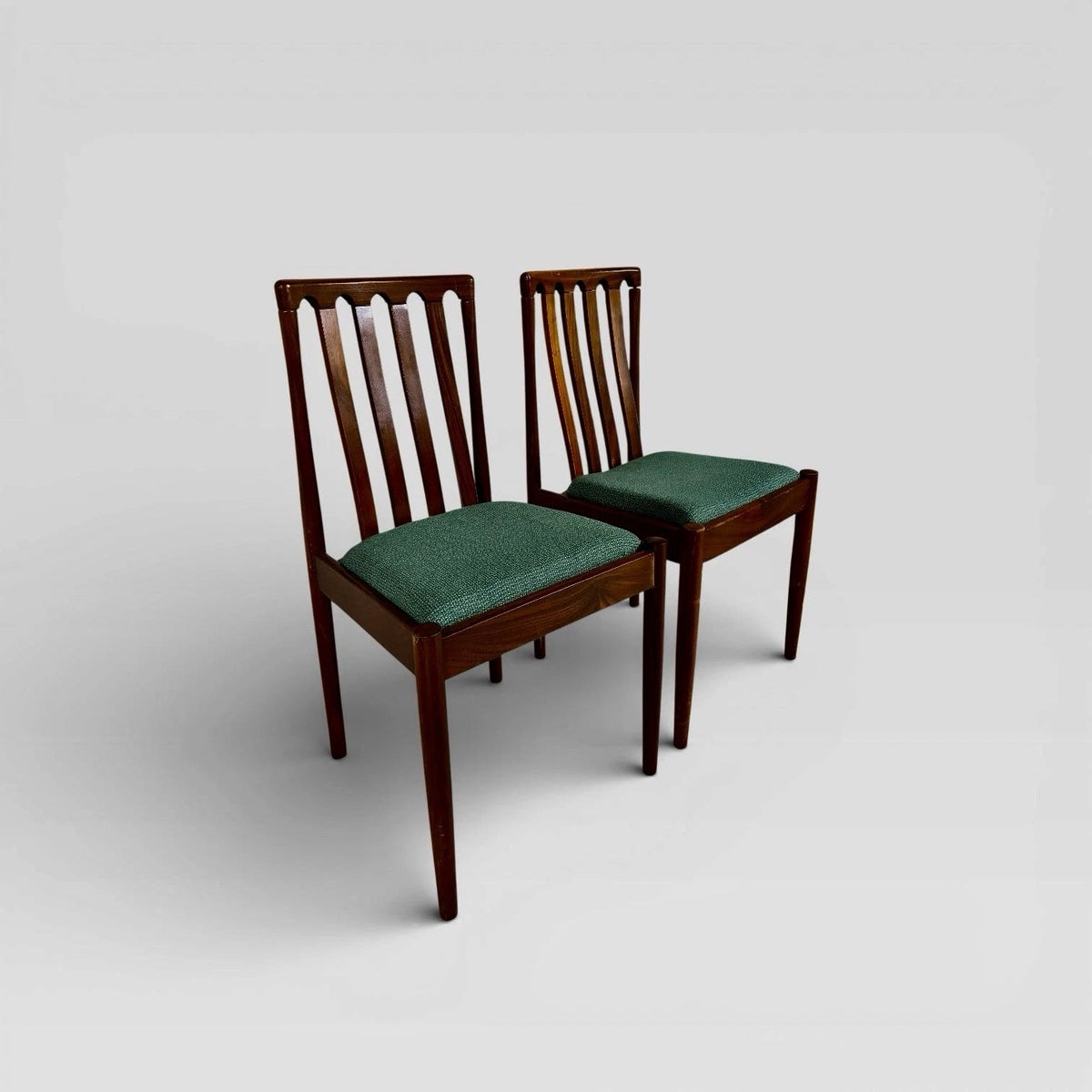 Mid Century Meredew Teak Dining Chairs with Green Upholstery – Pair – view 10