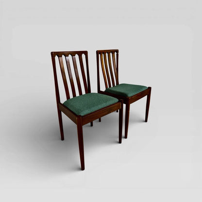 Mid Century Meredew Teak Dining Chairs with Green Upholstery – Pair – view 10