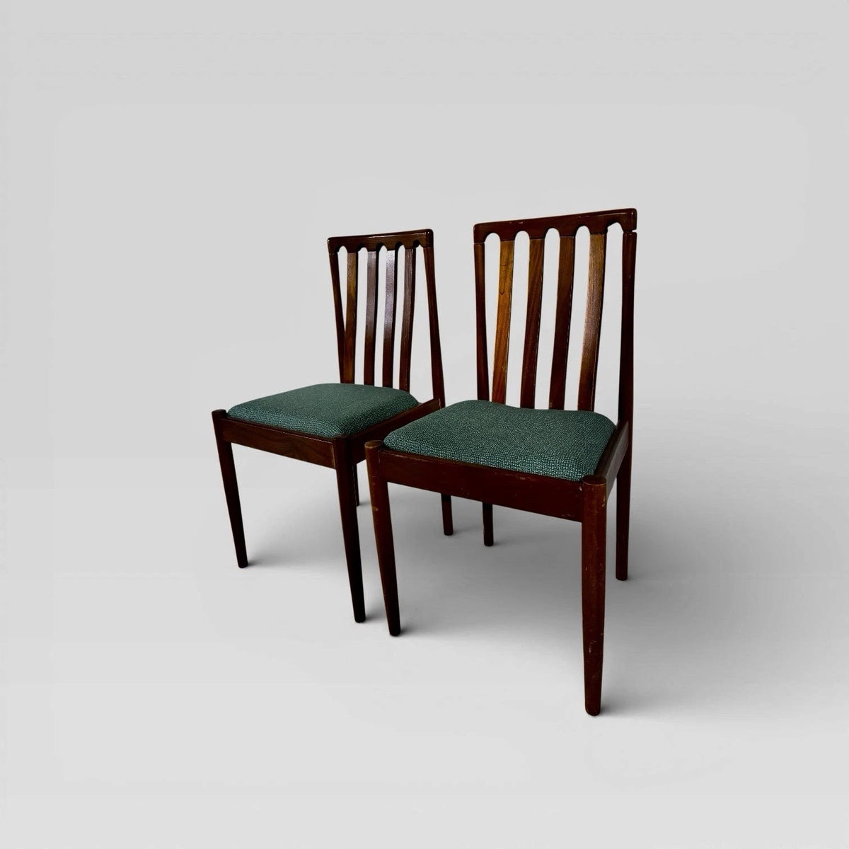 Mid Century Meredew Teak Dining Chairs with Green Upholstery – Pair – view 11