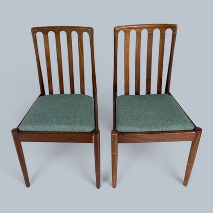 Mid Century Meredew Teak Dining Chairs with Green Upholstery – Pair – view 3