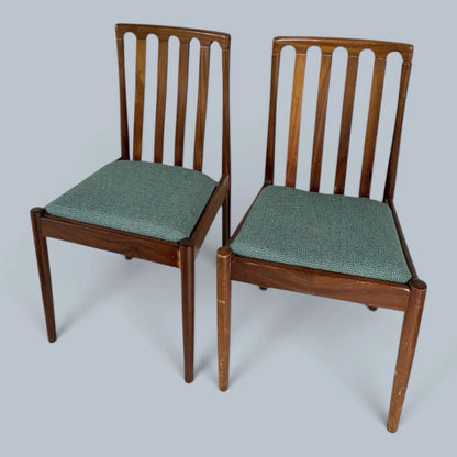 Mid Century Meredew Teak Dining Chairs with Green Upholstery – Pair – view 4
