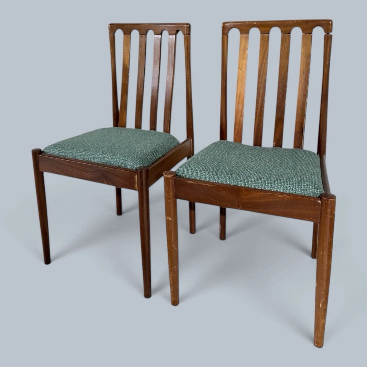 Mid Century Meredew Teak Dining Chairs with Green Upholstery – Pair – view 5