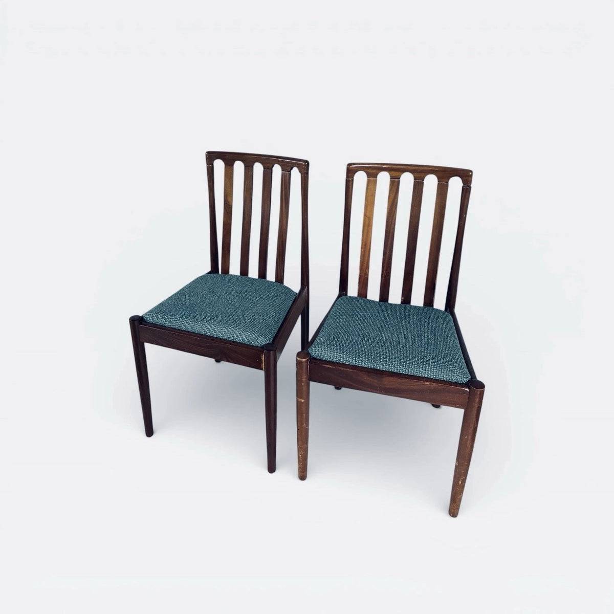 Mid Century Meredew Teak Dining Chairs with Green Upholstery – Pair – view 7