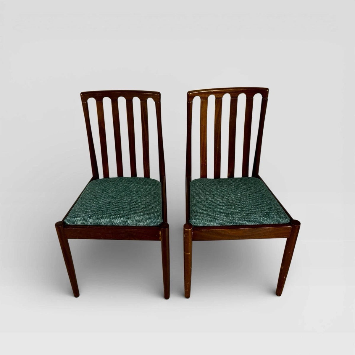 Mid Century Meredew Teak Dining Chairs with Green Upholstery – Pair – view 8