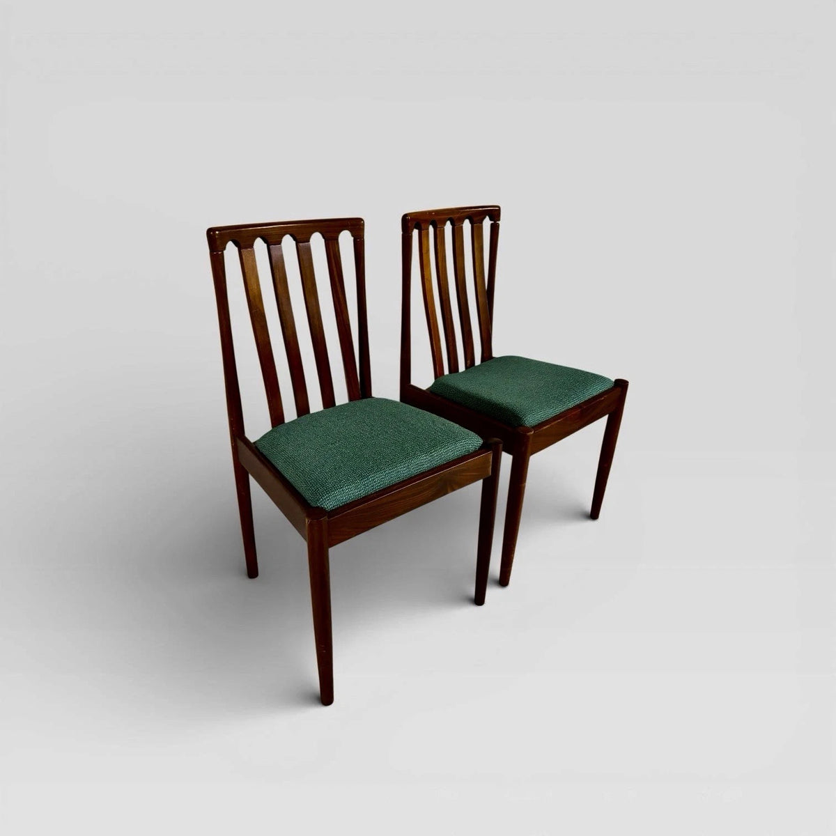 Mid Century Meredew Teak Dining Chairs with Green Upholstery – Pair – view 9