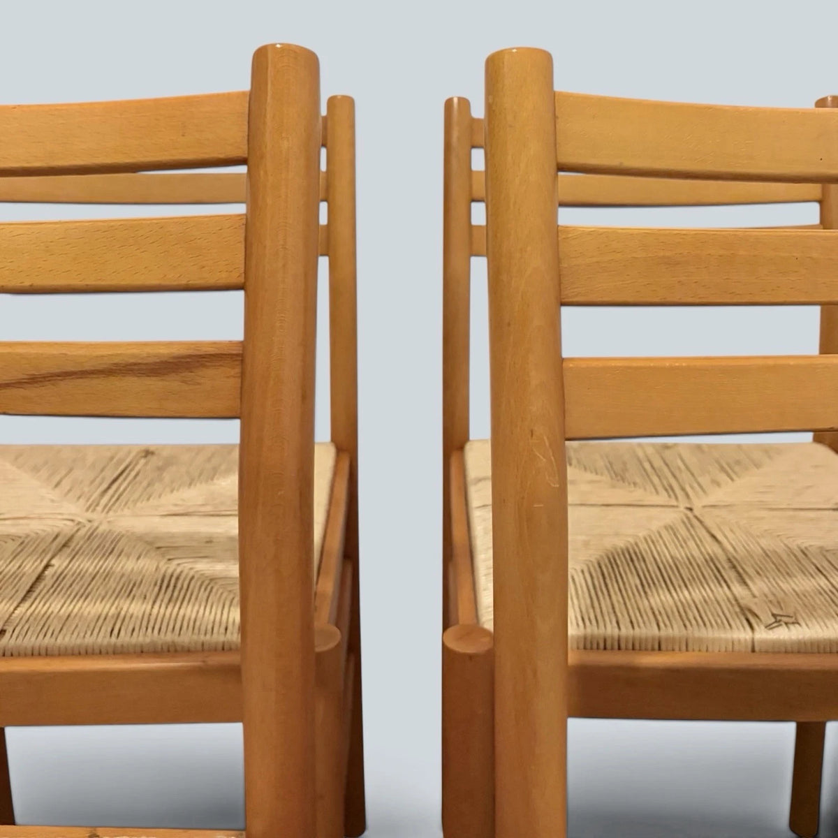 Mid Century Italian Beech & Rush Ladderback Dining Chairs – Set of Four – view 1