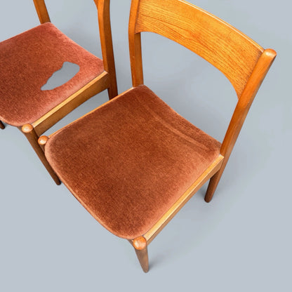 Mid Century Beech & Oak Dining Chairs with Salmon Pink Upholstery – Pair – view 6
