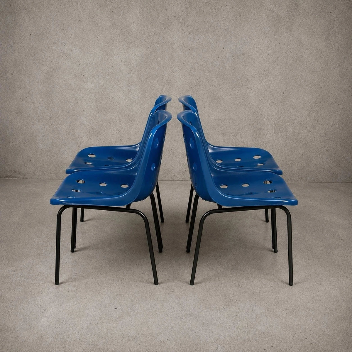 Robin Day for Hille Blue Polypropylene Chairs – Set of Three – view 2