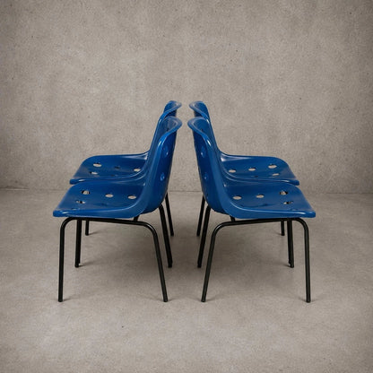 Robin Day for Hille Blue Polypropylene Chairs – Set of Three – view 2