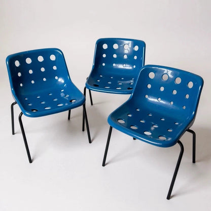 Robin Day for Hille Blue Polypropylene Chairs – Set of Three – view 3