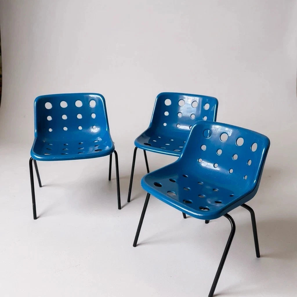 Robin Day for Hille Blue Polypropylene Chairs – Set of Three – view 4