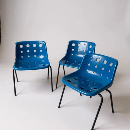 Robin Day for Hille Blue Polypropylene Chairs – Set of Three – view 4