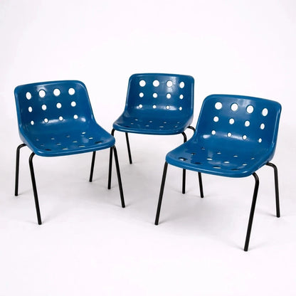 Robin Day for Hille Blue Polypropylene Chairs – Set of Three – view 5