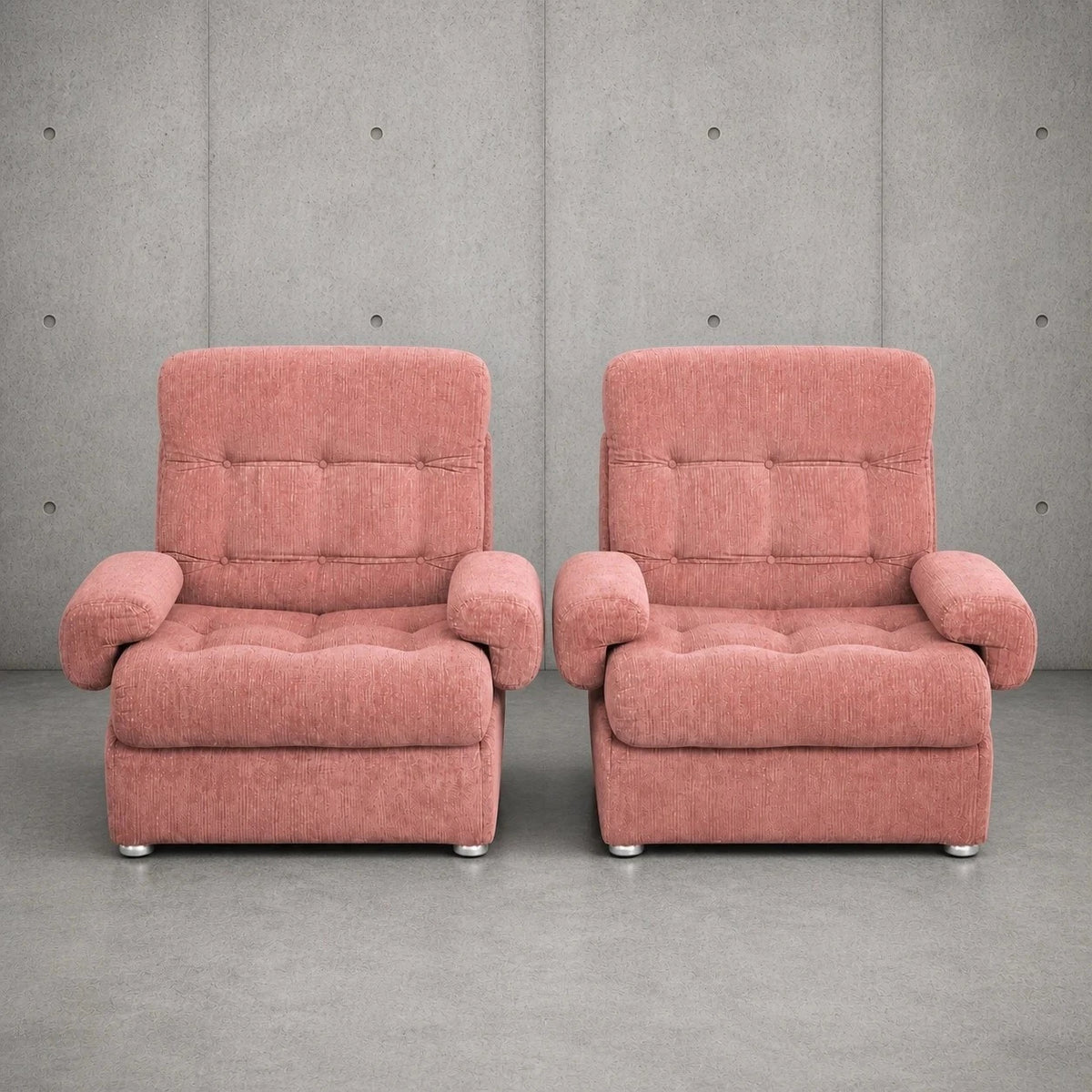Heal’s Dusty Pink Modular Lounge Armchairs – Pair – photograph 4