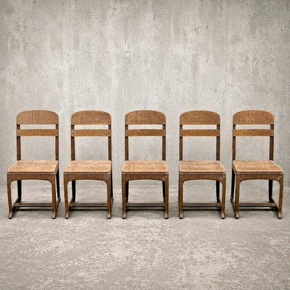 Mid Century Industrial Bentwood and Ply School Dining Chairs Set of 5 – photo 1