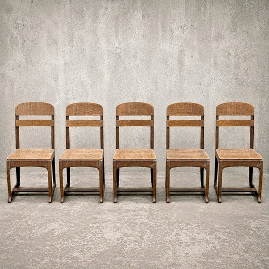 Mid Century Industrial Bentwood and Ply School Dining Chairs Set of 5 – photo 1