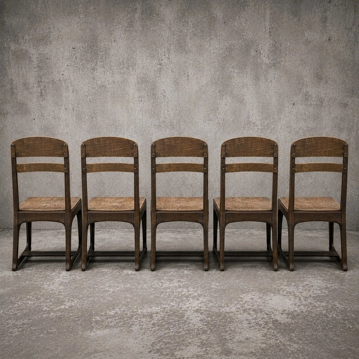 Mid Century Industrial Bentwood and Ply School Dining Chairs Set of 5 – photo 2