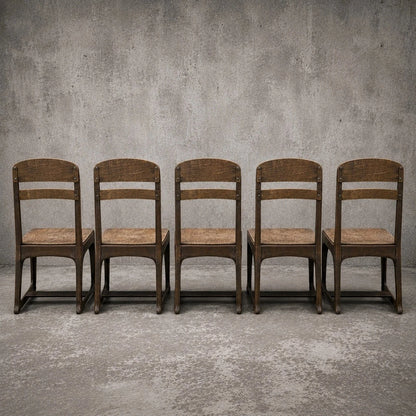 Mid Century Industrial Bentwood and Ply School Dining Chairs Set of 5 – photo 2