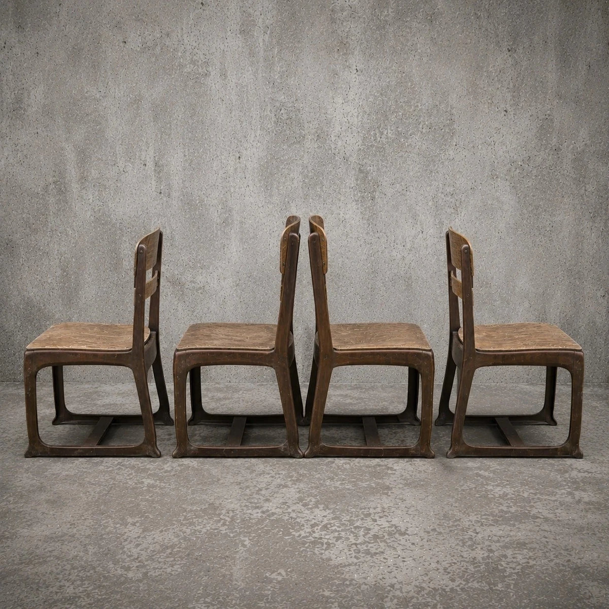 Mid Century Industrial Bentwood and Ply School Dining Chairs Set of 5 – photo 3