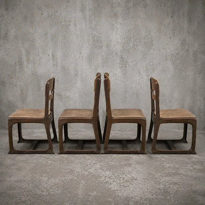 Mid Century Industrial Bentwood and Ply School Dining Chairs Set of 5 – photo 3