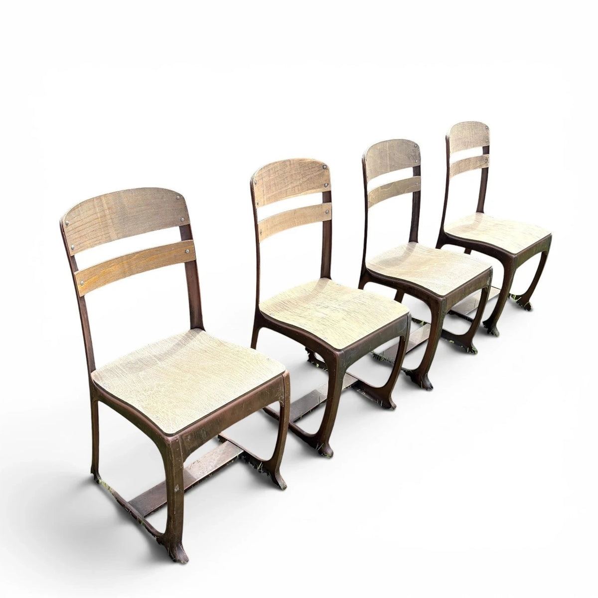 Mid Century Industrial Bentwood and Ply School Dining Chairs Set of 5 – photo 4