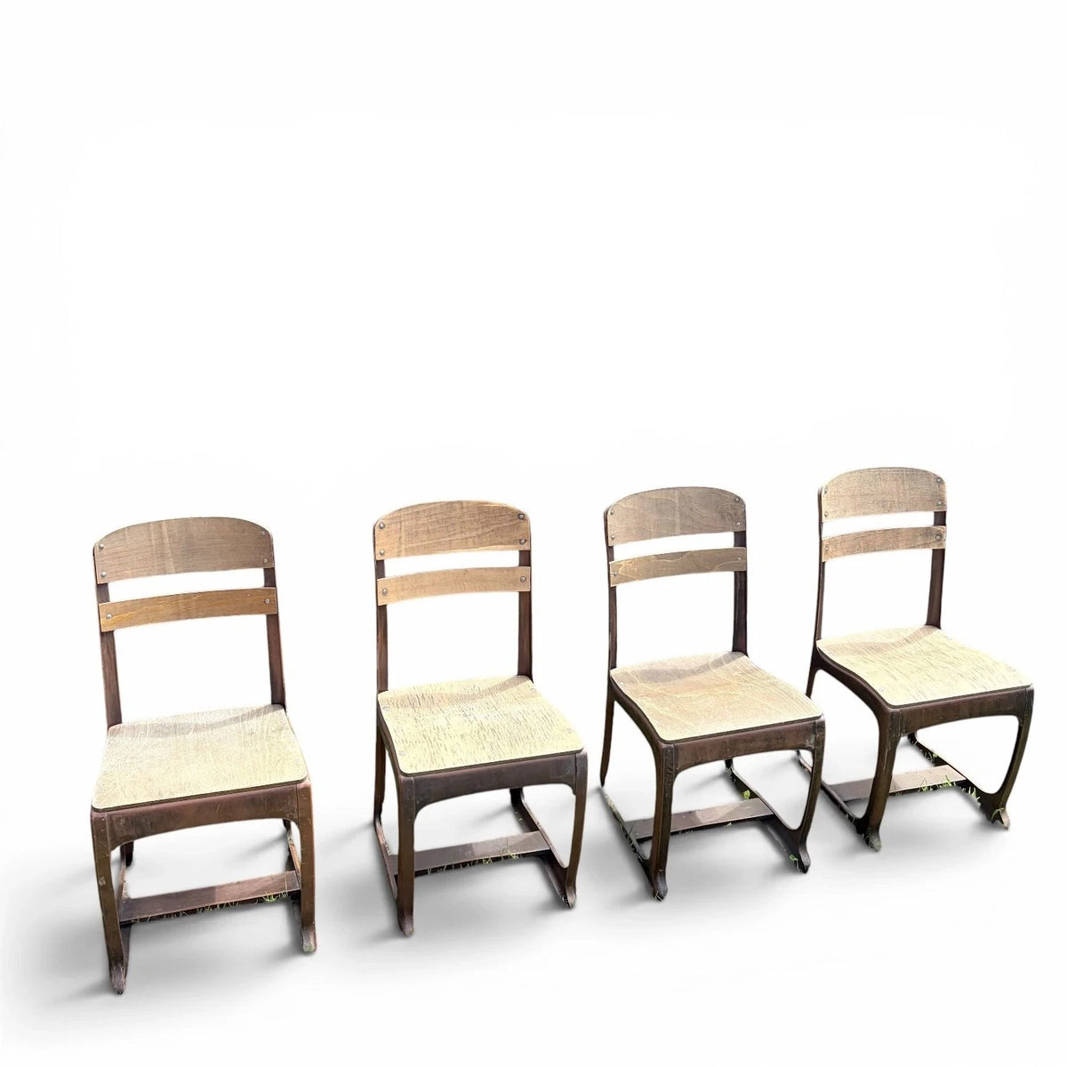Mid Century Industrial Bentwood and Ply School Dining Chairs Set of 5 – photo 6