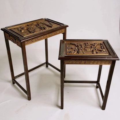 Antique Chinese Carved Camphor Wood Nesting Tables – Pair – view 2
