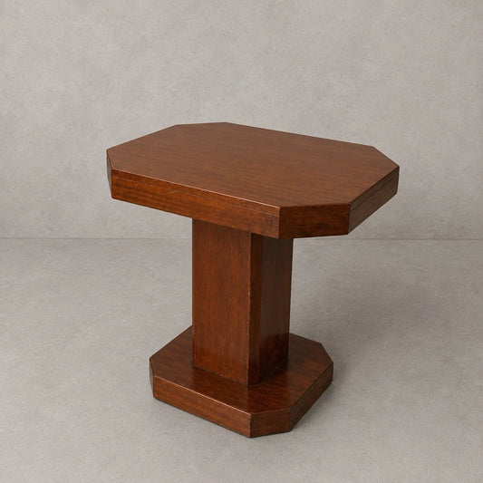 Art Deco walnut pedestal octagonal side table – view 1