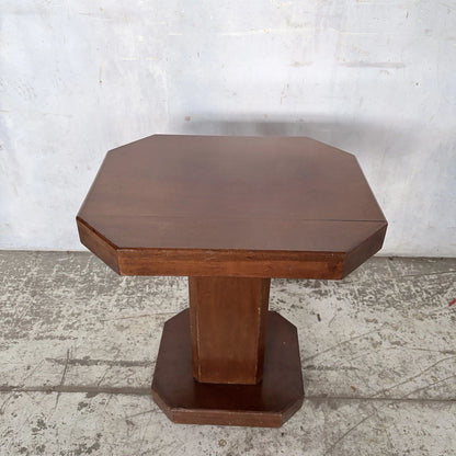Art Deco walnut pedestal octagonal side table – view 2