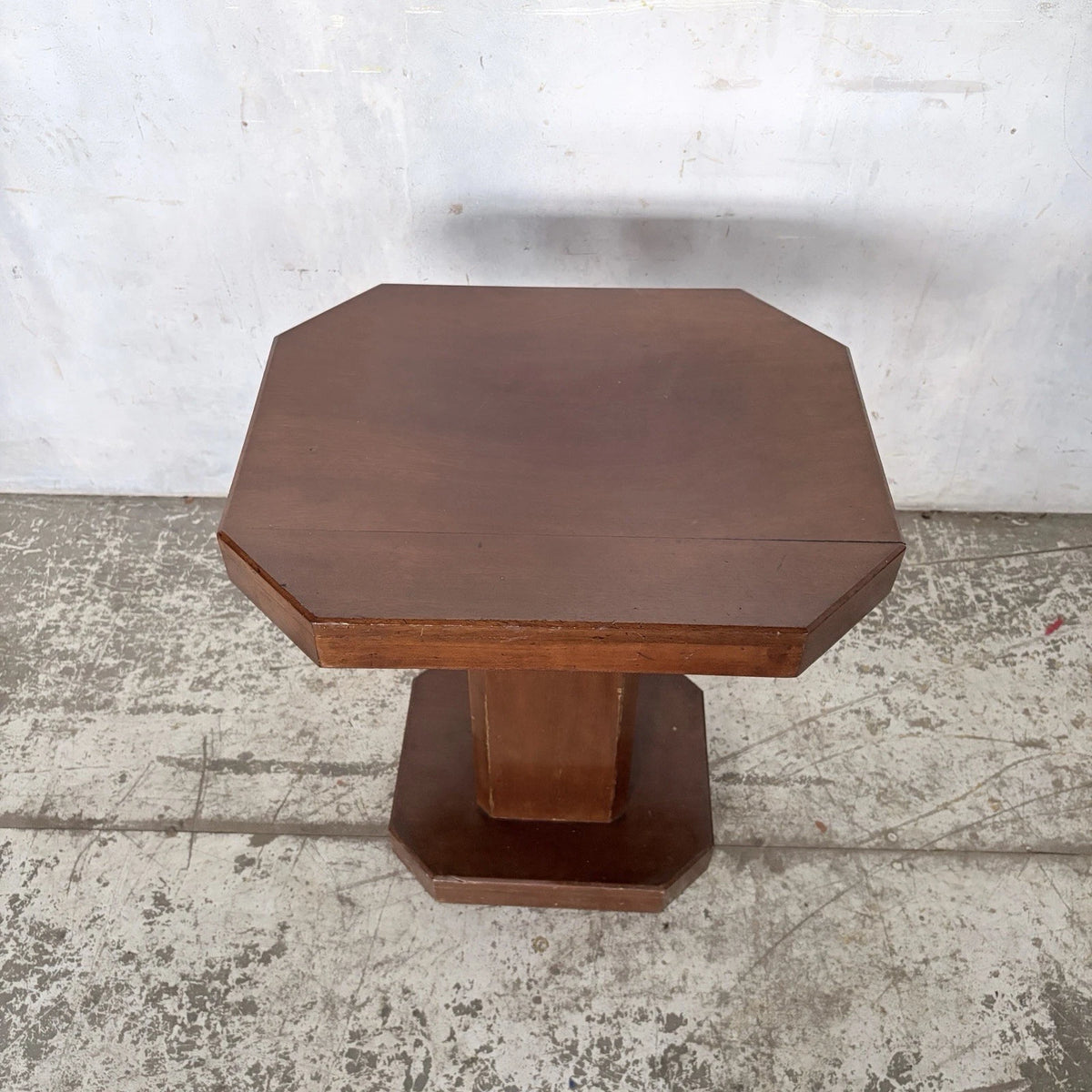 Art Deco walnut pedestal octagonal side table – view 3