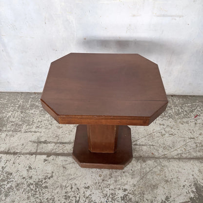 Art Deco walnut pedestal octagonal side table – view 3