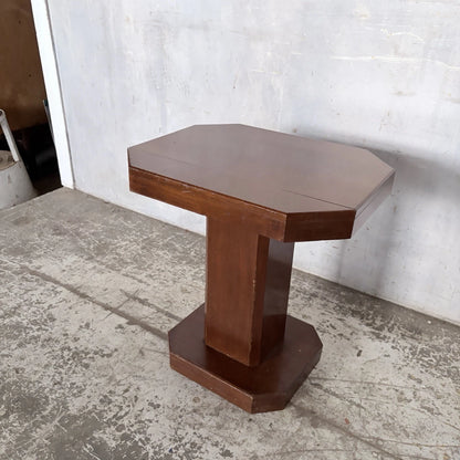 Art Deco walnut pedestal octagonal side table – view 9