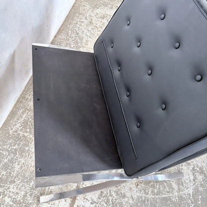 Mid Century Style Black Leather & Chrome Barcelona Chair – photo 10