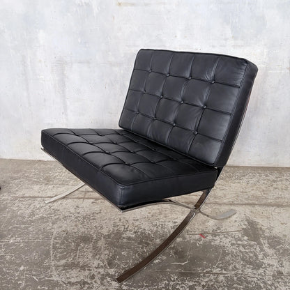 Mid Century Style Black Leather & Chrome Barcelona Chair – photo 3