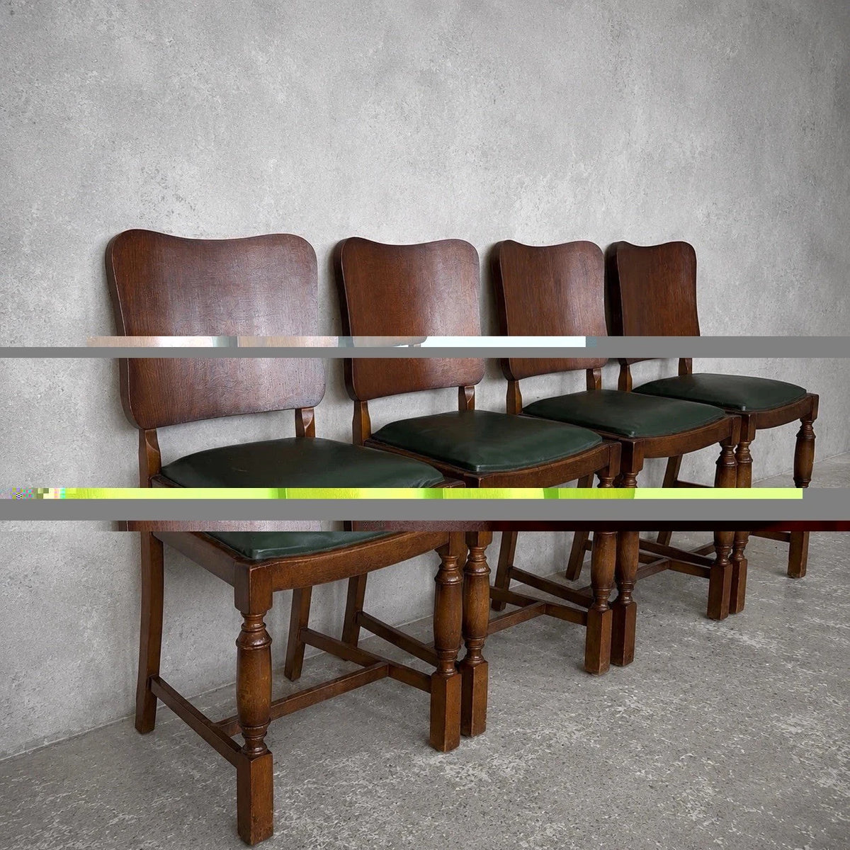 Art Deco Oak Extending Dining Table & Four Chairs – 1930s Dining Set – photo 3