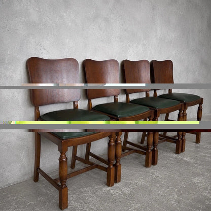 Art Deco Oak Extending Dining Table & Four Chairs – 1930s Dining Set – photo 3